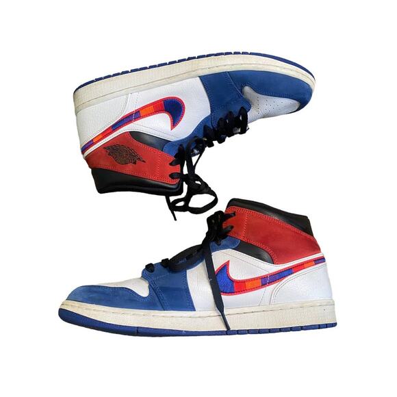 Mens Nike Air Jordan 1 Mid Multicolor Embroidered Swoosh Sneakers Shoes 11.5 main image 6